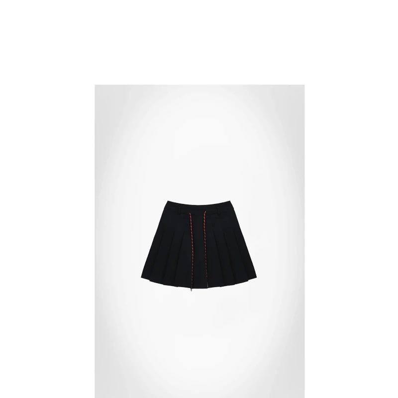 25春撞色抽绳显瘦带里衬百褶半身裙ACKH2506