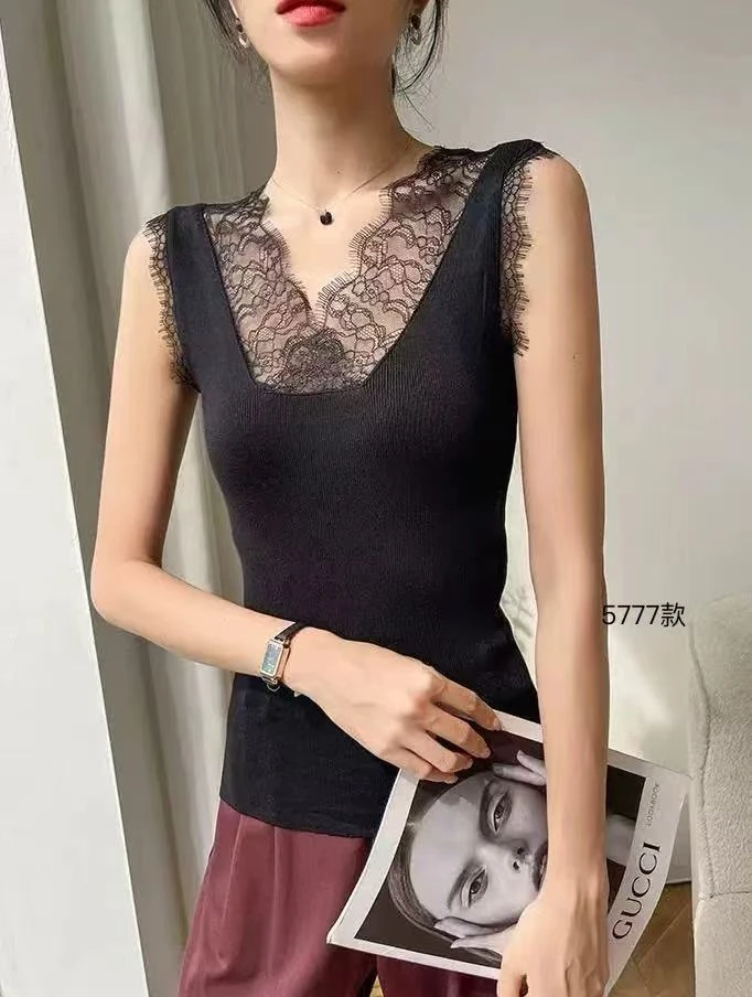 春装新款 蕾丝花边背心