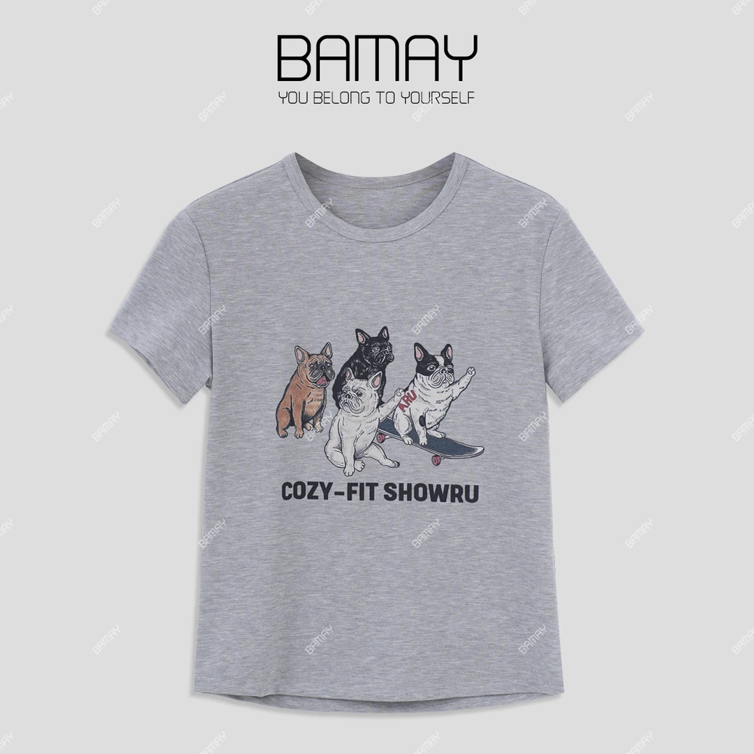 【BAMAY】新款短袖修身显瘦创意卡通印花T恤BM251TX20QM