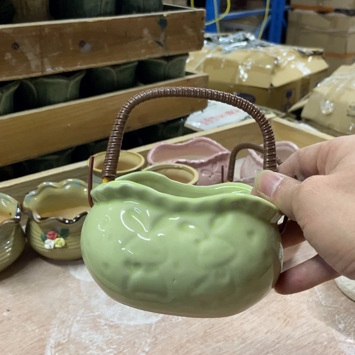 陶瓷花盆单场满9.9发12*7*7黄绿