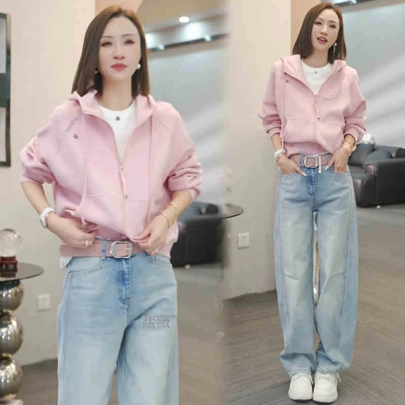 美式双拉链连帽卫衣外套女2025春季新款韩版宽松网红爆款宽松上衣