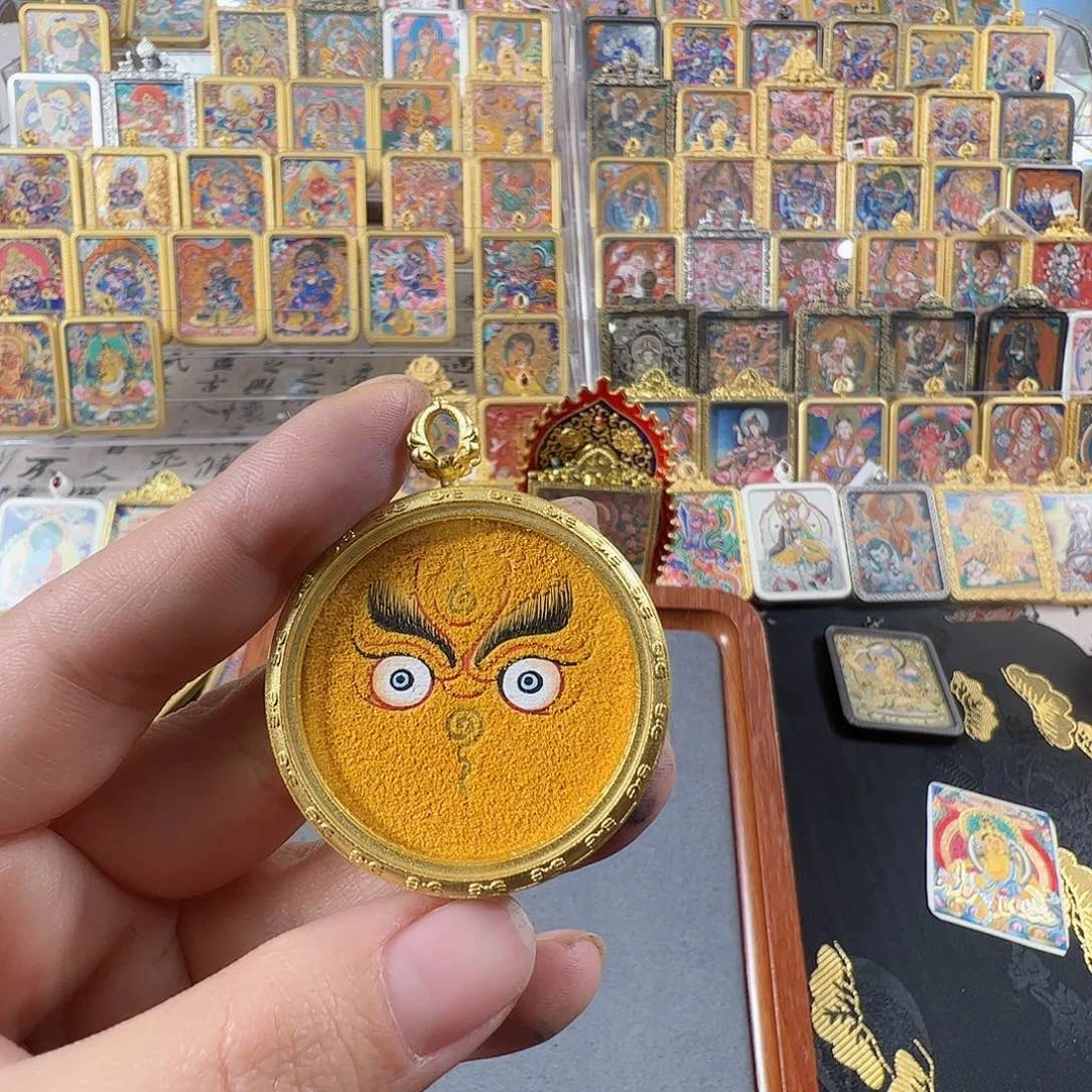 吊坠荼*纯手绘唐卡黄财
