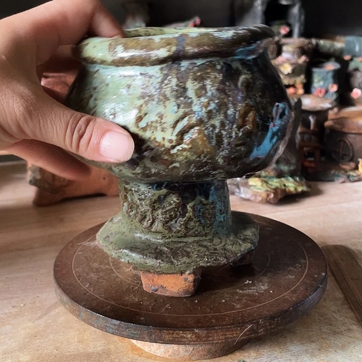 手工粗陶透气花盆13