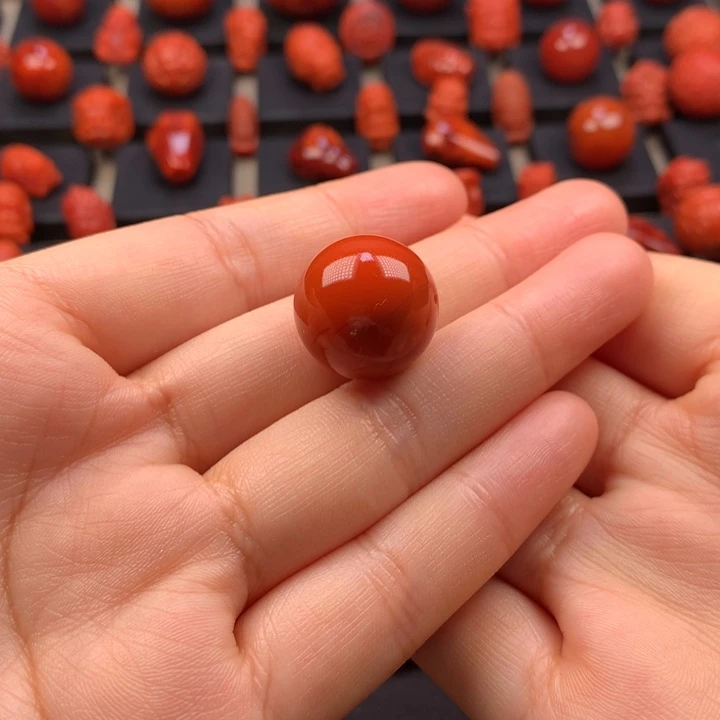 南红玛瑙未镶嵌圆珠单珠18.1MM