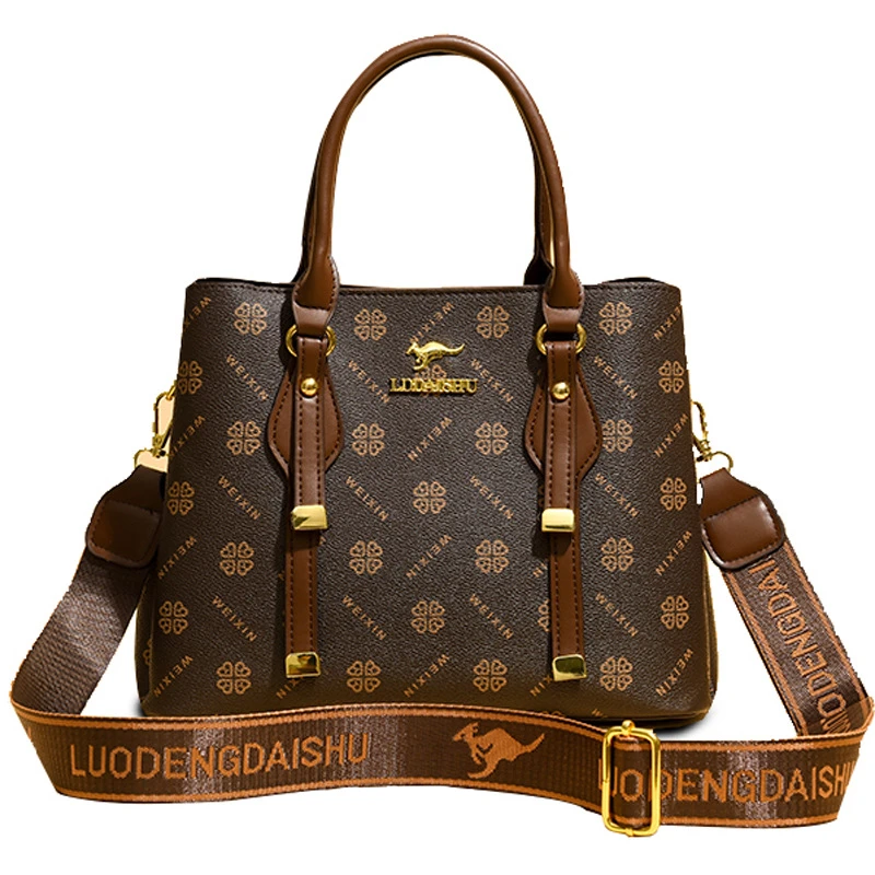 复古印花女士手提包2025新款简约托特包通勤大容量单肩斜挎包