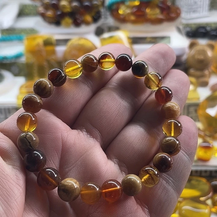 琥珀未镶嵌裸石多宝手串