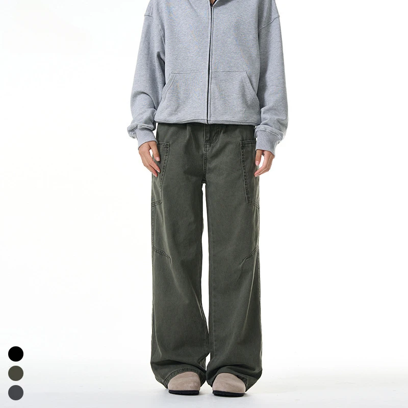 美式潮牌百搭多口袋工装裤子秋季男士潮流男男士春窄春秋纯棉裤子