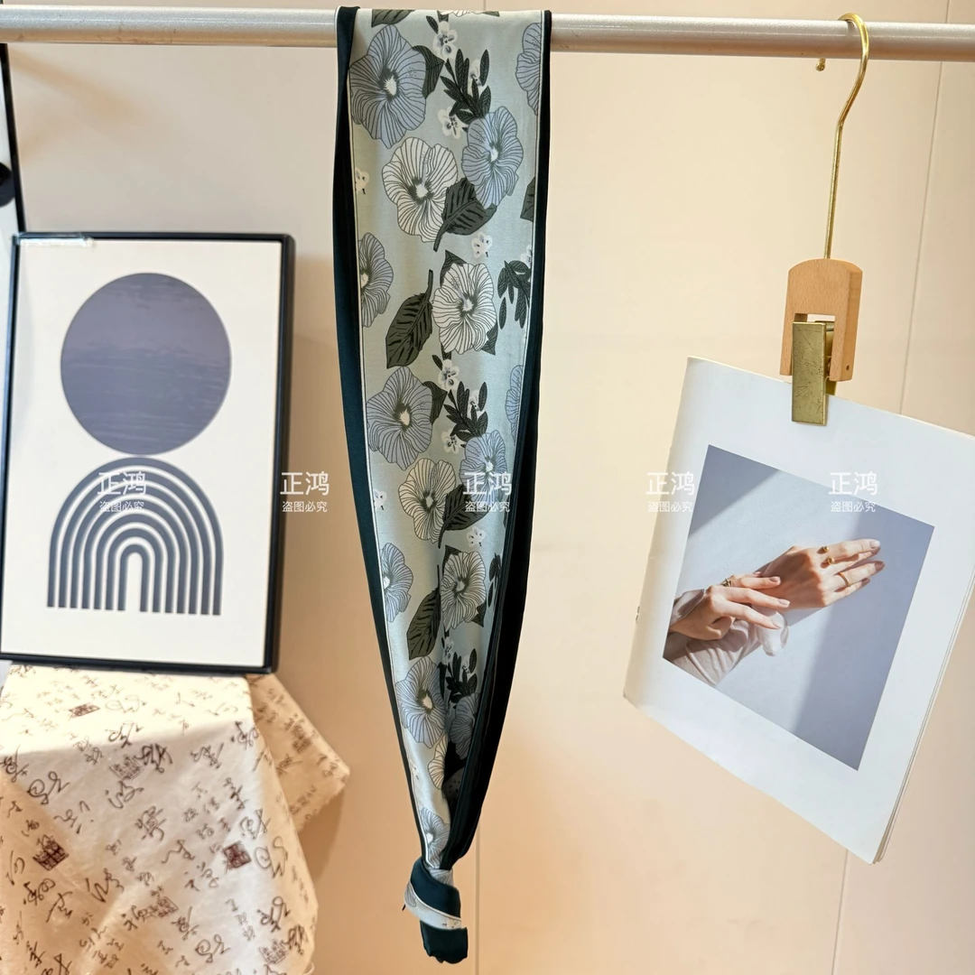 【柳畔】双面飘带长巾经典时尚气质搭配优雅小领巾夏季双面