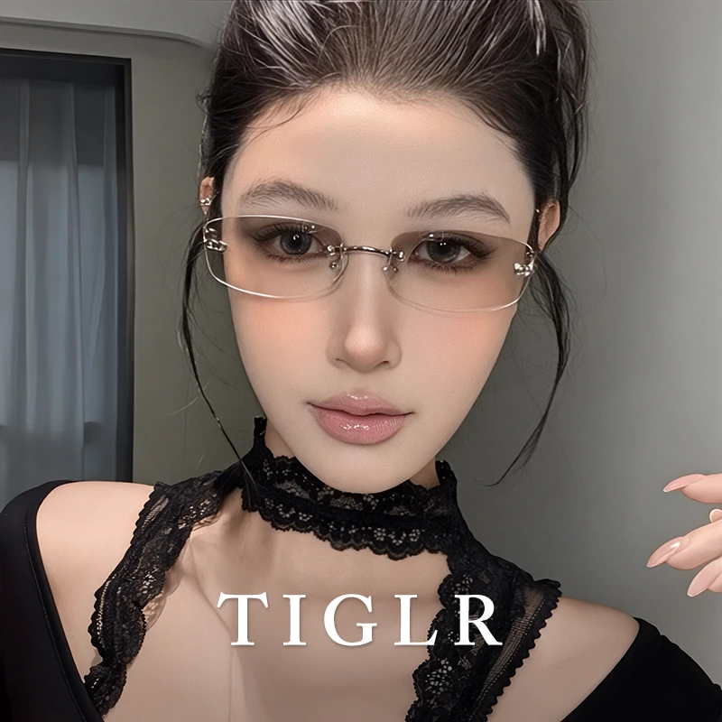 帝格勒欧美复古Y2K辣妹墨镜女款高级感椭圆无框凹造型个性太阳镜