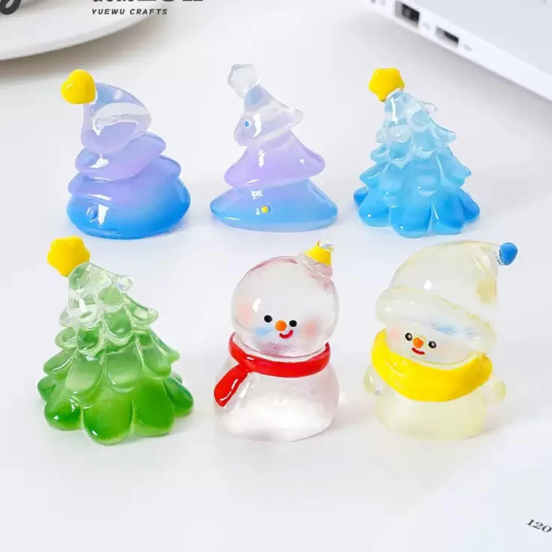 微景观简约创意透色圣诞树雪人雪地造景DIY节日小摆件