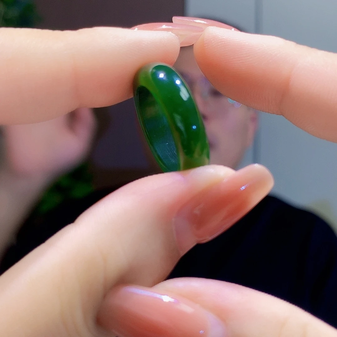 和田玉（碧玉）戒指未镶嵌圈口自己备注哦