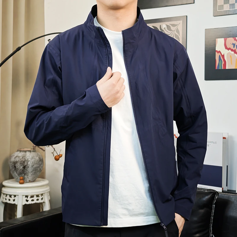 都市商务精英男士全压胶防风防泼水户外软壳立领夹克外套