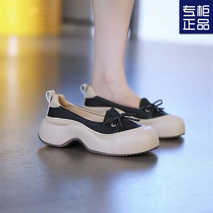 安踏联名全语时尚浅口增高秋季单鞋2025新款脚蹬复古休闲松糕厚底