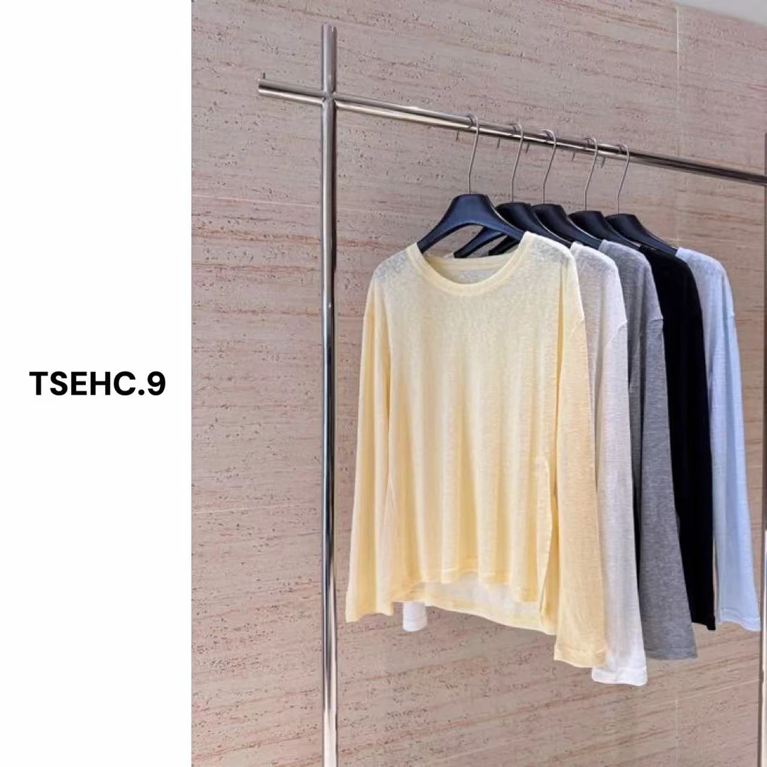 TSEHC.9韩系ins简约百搭轻柔防晒莱赛尔长袖休闲T恤25115
