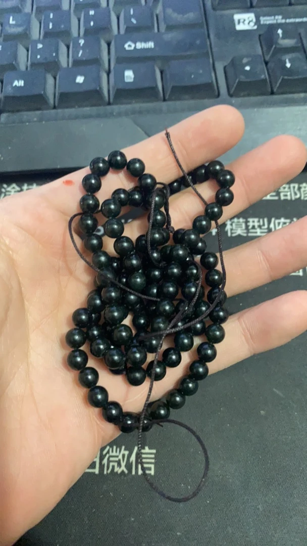 和田玉青玉卡6 108链子