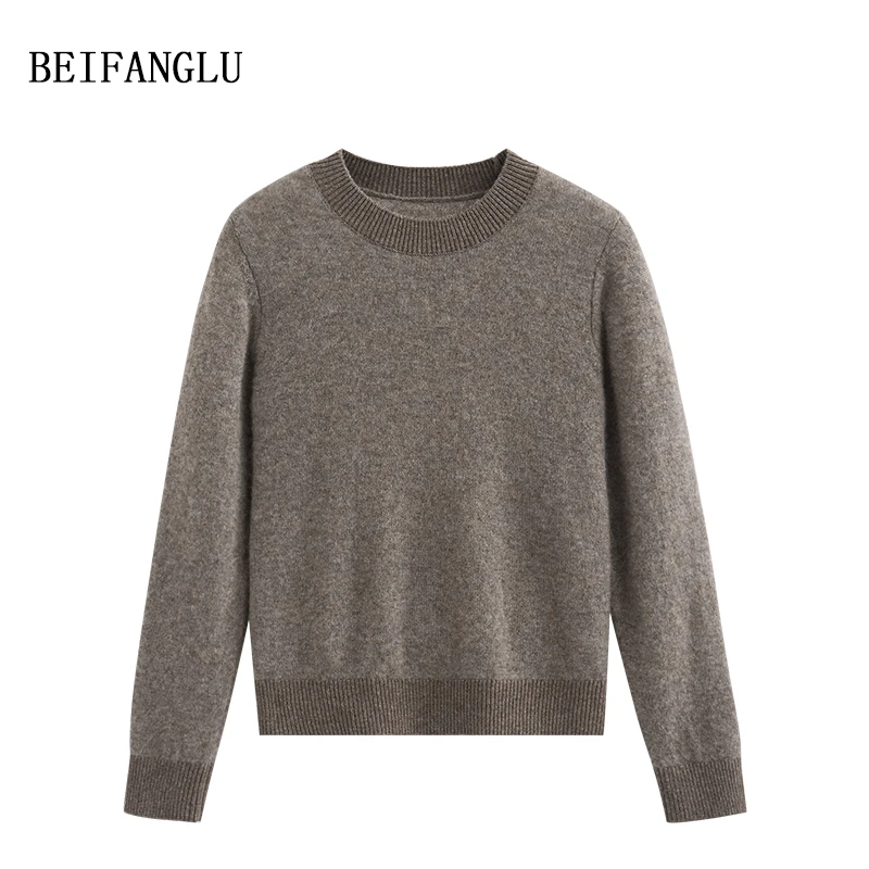 北方鹿婴儿肌触感“丝羊绒”2025早春撞色圆领套头针织衫女1568