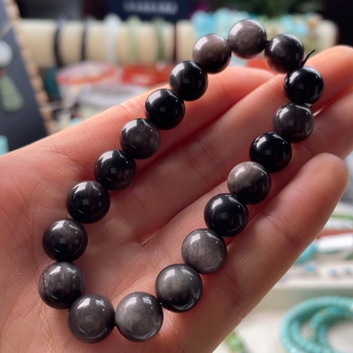 黑曜岩未镶嵌手串