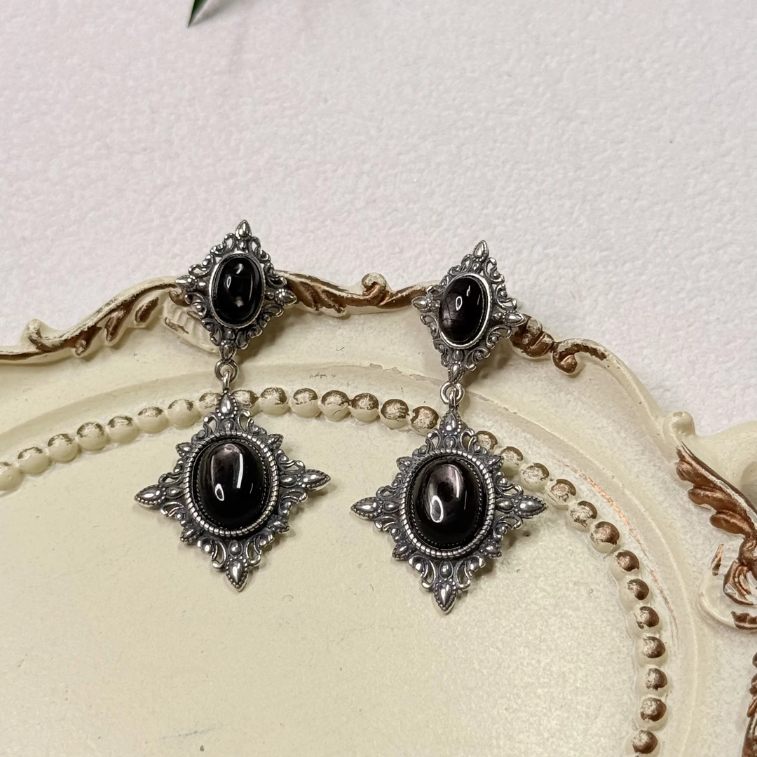 925银耳饰 【六六中古】孤品复古扫肩耳钉ty1965