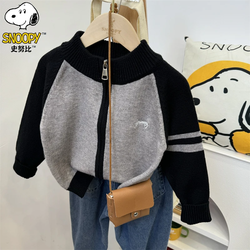 Snoopy/史努比1儿童男女童洋气宝宝圆领春秋毛衣韩版针织开衫外套