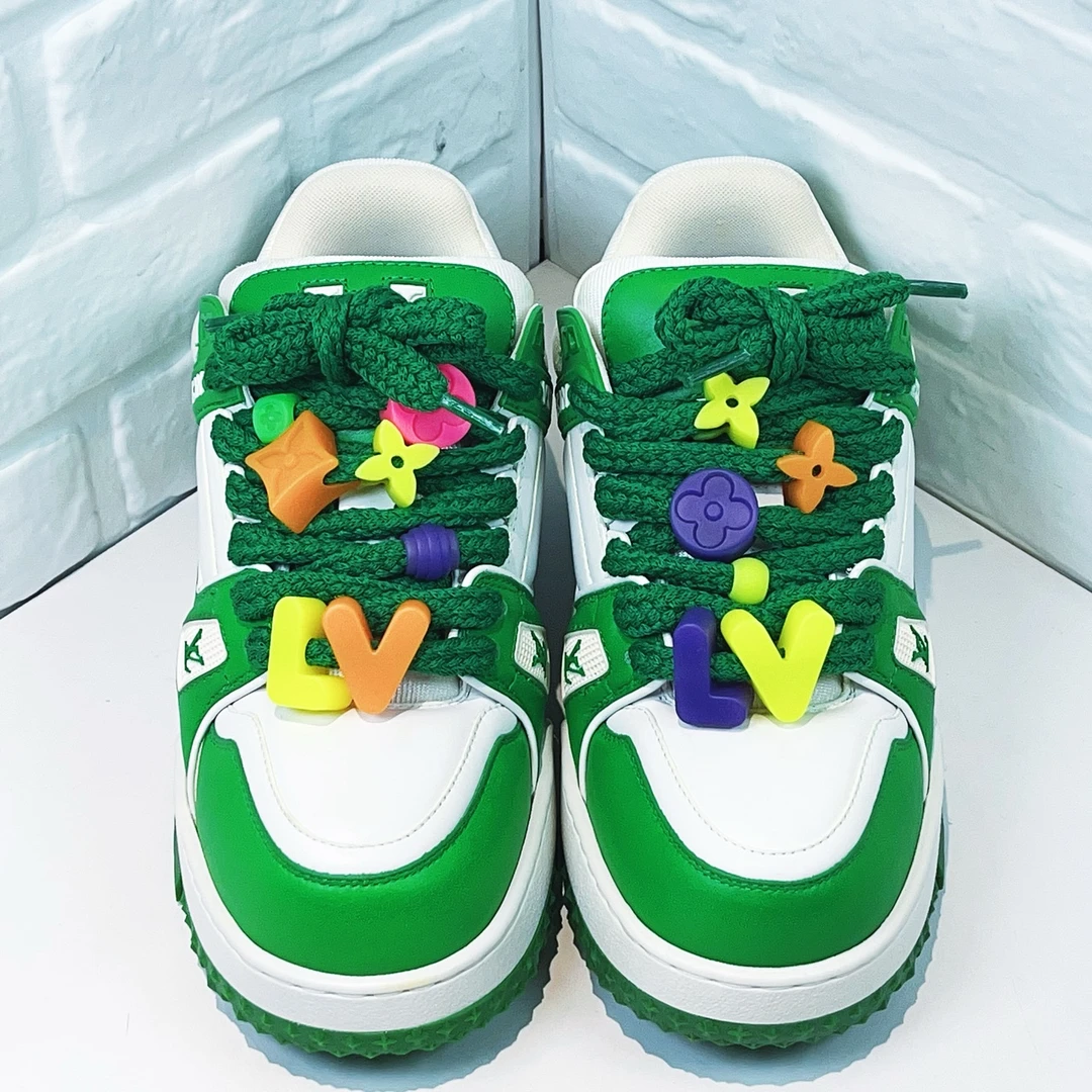 99新 LouisVuitton/路易威登  trainer小胖丁白绿配色欧码5码39码