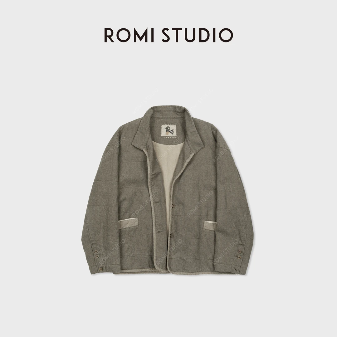 ROMI STUDIO“东方质朴”色织亚麻混纺自然皱感宽松外套 RWCWWJ5110