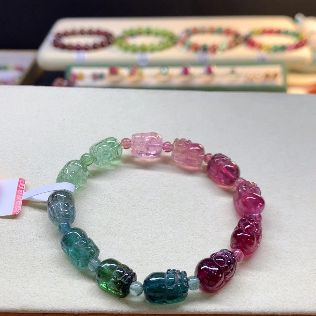 碧玺手串未镶嵌渐变貔貅8mm