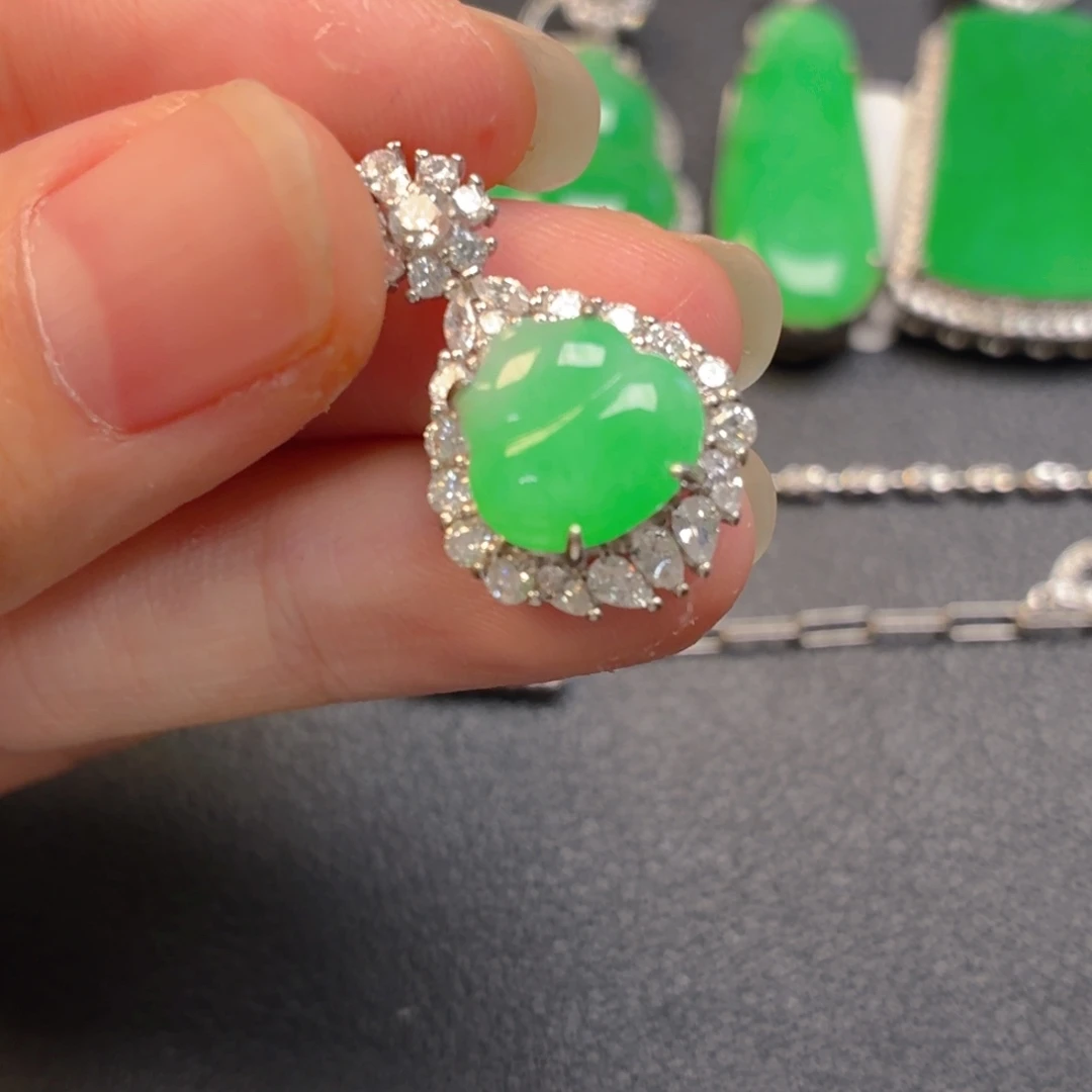 翡翠银S925镶嵌吊坠(不含链)