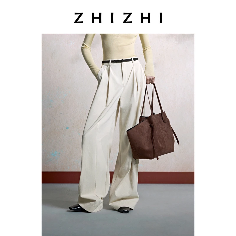 致知 番枪子 抽绳茧形阔腿裤25年秋季新款松紧后腰 ZZ2EAWKZ019