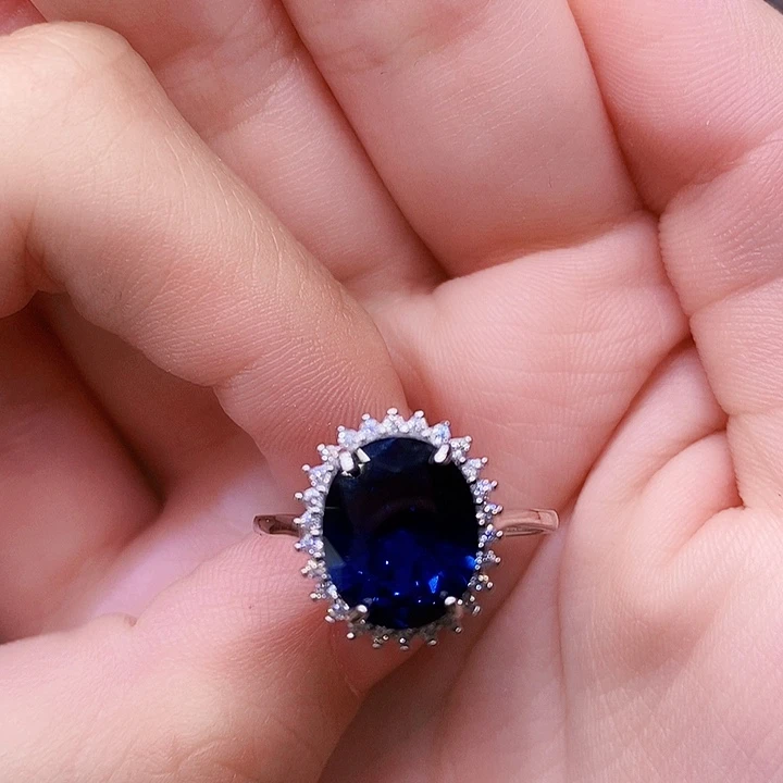 银S925镶嵌戒指蓝宝石