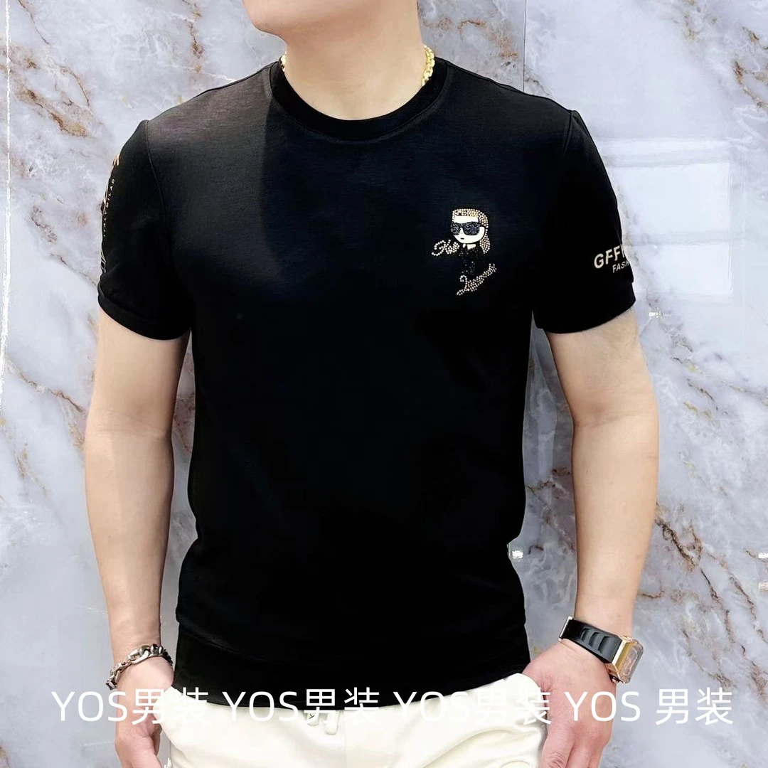 2025夏新款轻奢男士休闲短袖个性小佛爷百搭时尚圆领T恤S70003