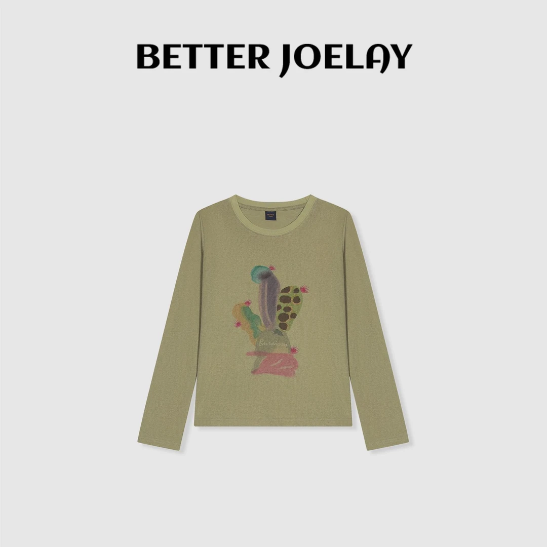 BETTER JOELAY-【仙人掌之花】时尚百搭T恤长袖简约休闲风KH3569