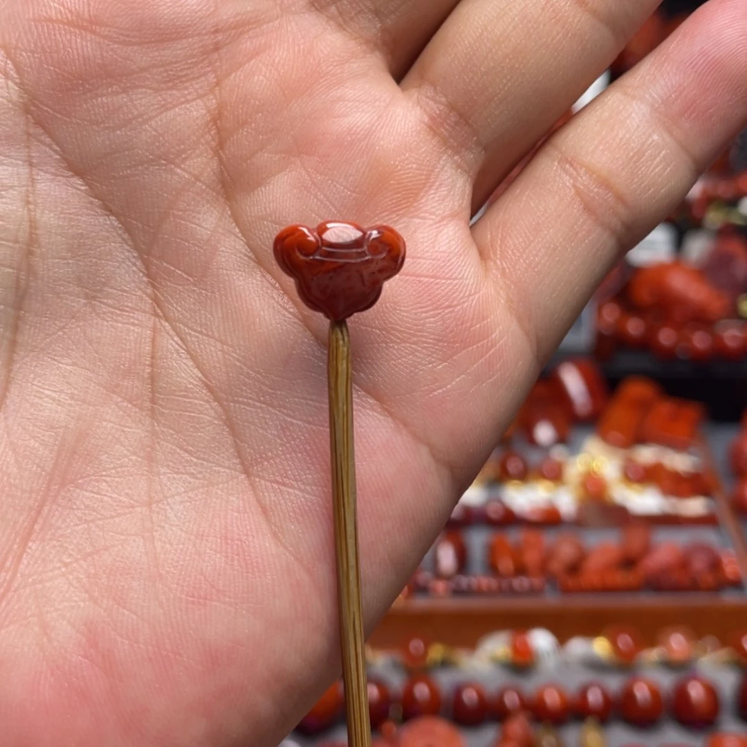 【闪购商品】未镶嵌火焰纹如意13 mm南红玛瑙盟*