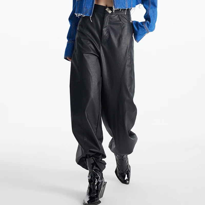 【大乔专属】DI.AD 秋冬新款小众设计PU皮裤DC33028K1