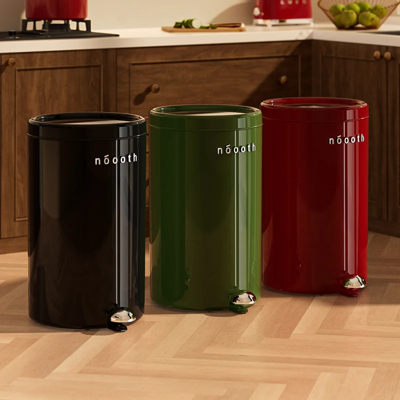 诺室脚踩垃圾桶家用带盖复古高级感客厅卧室厨房大号脚踏式垃圾筒