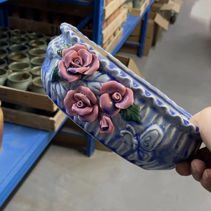 陶瓷花盆单场满9.9发21*13*7