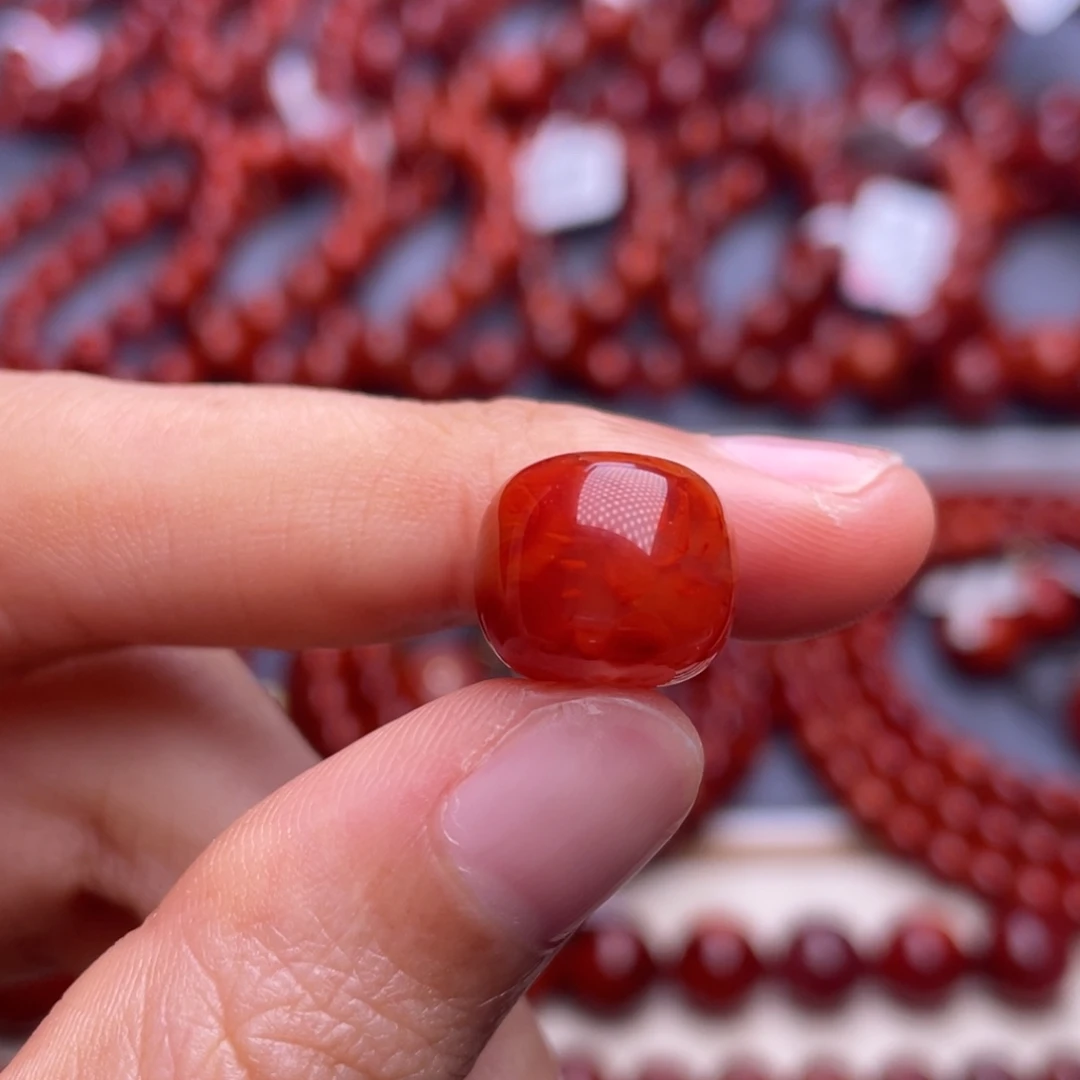 南红玛瑙未镶嵌其他（原矿）12.5mm顶品瓦西火焰纹老型珠