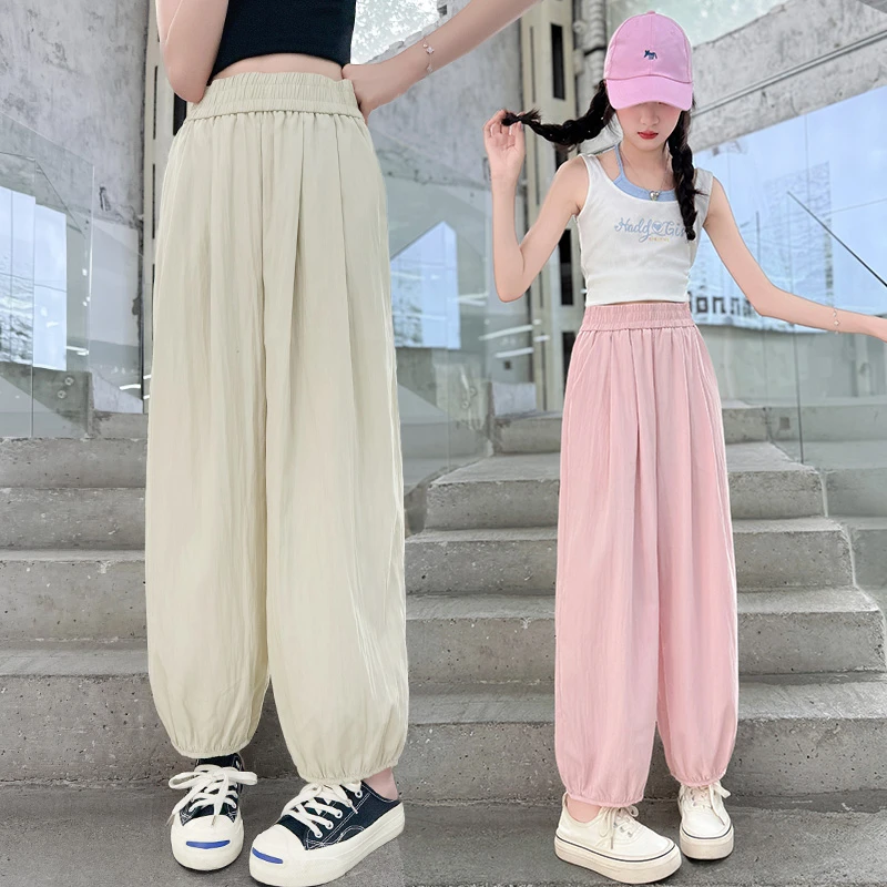 女大童裤子夏季薄款洋气灯笼裤6-12岁儿童休闲防蚊裤大童凉感长裤