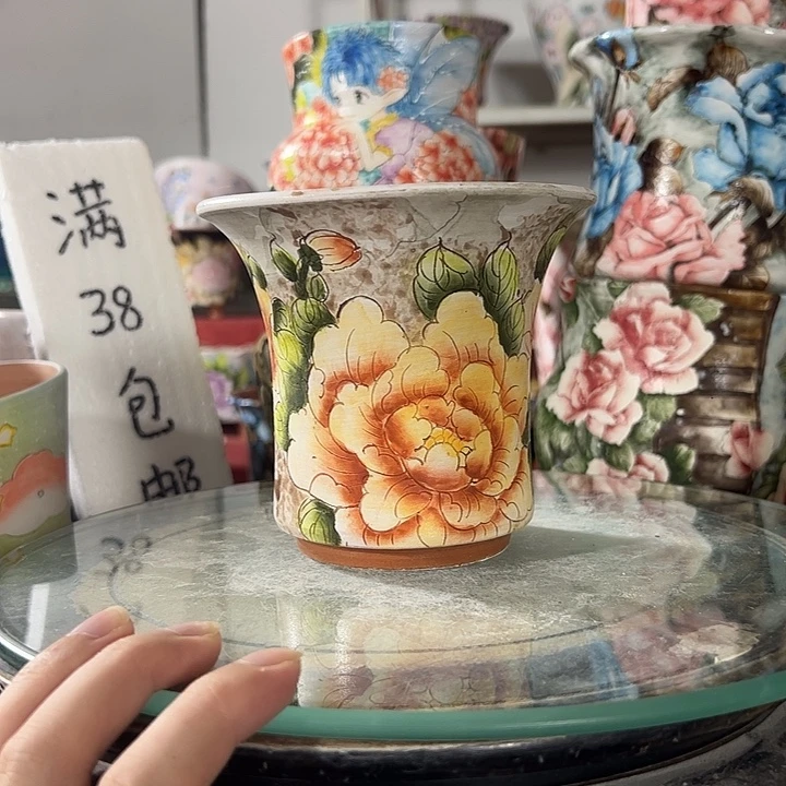 景德镇手绘花盆满38包邮偏远地区除外