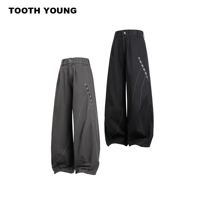 TOOTH YOUNG【周末主理人】小众设计宽松阔腿大码男装秋季直筒长裤