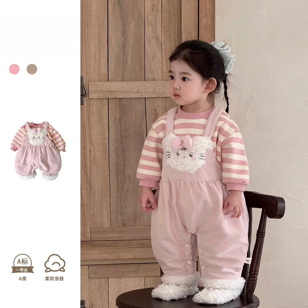 秋冬婴儿衣服可爱卫衣超萌背带裤宝宝冬季套装甜美上衣裤子冬装