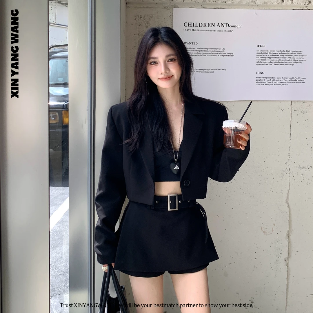 XYW假两件裙裤大衣+百搭修身短款小西装套装X20250806-07小个子