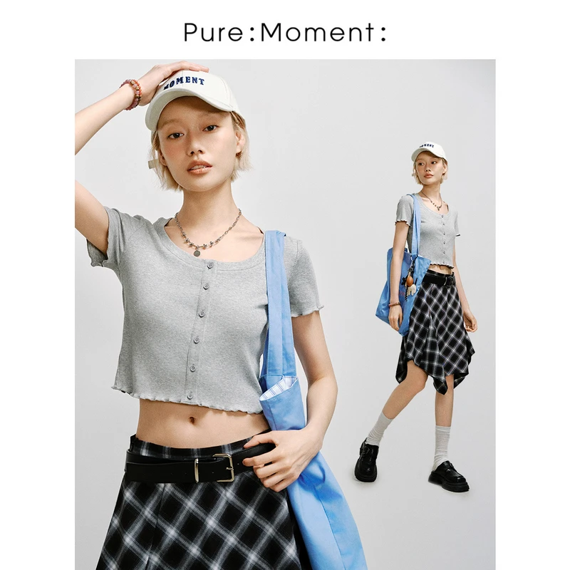 小麦檬Pure:Moment:25夏季新款短袖针织衫上衣商场同款4G5201521