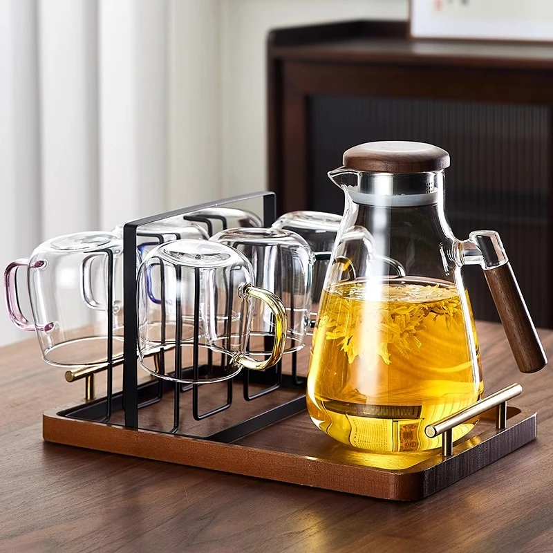 玻璃杯喝水杯子家用套装高颜值耐热高温办公室泡茶杯带把手高级感