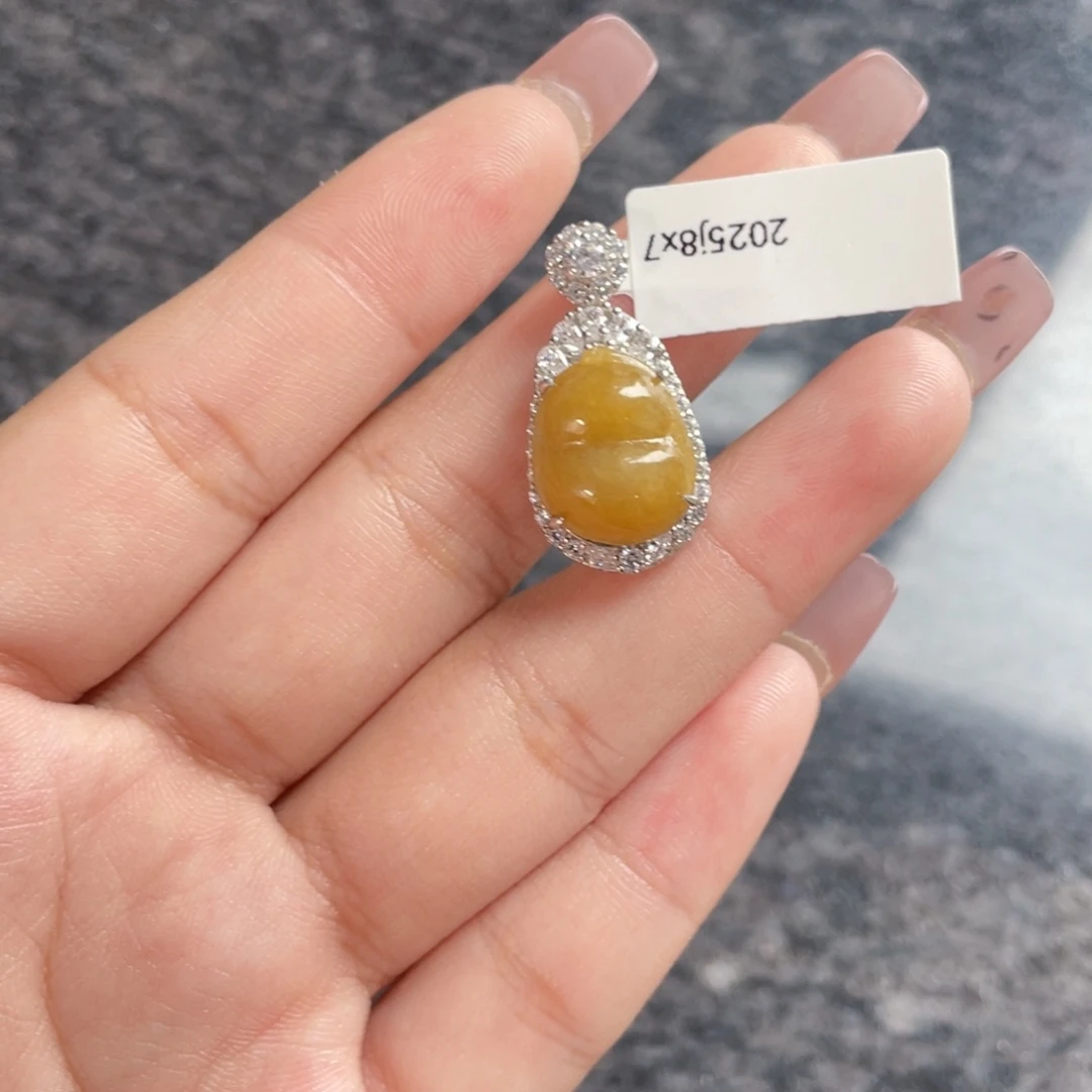 翡翠银S925镶嵌挂件