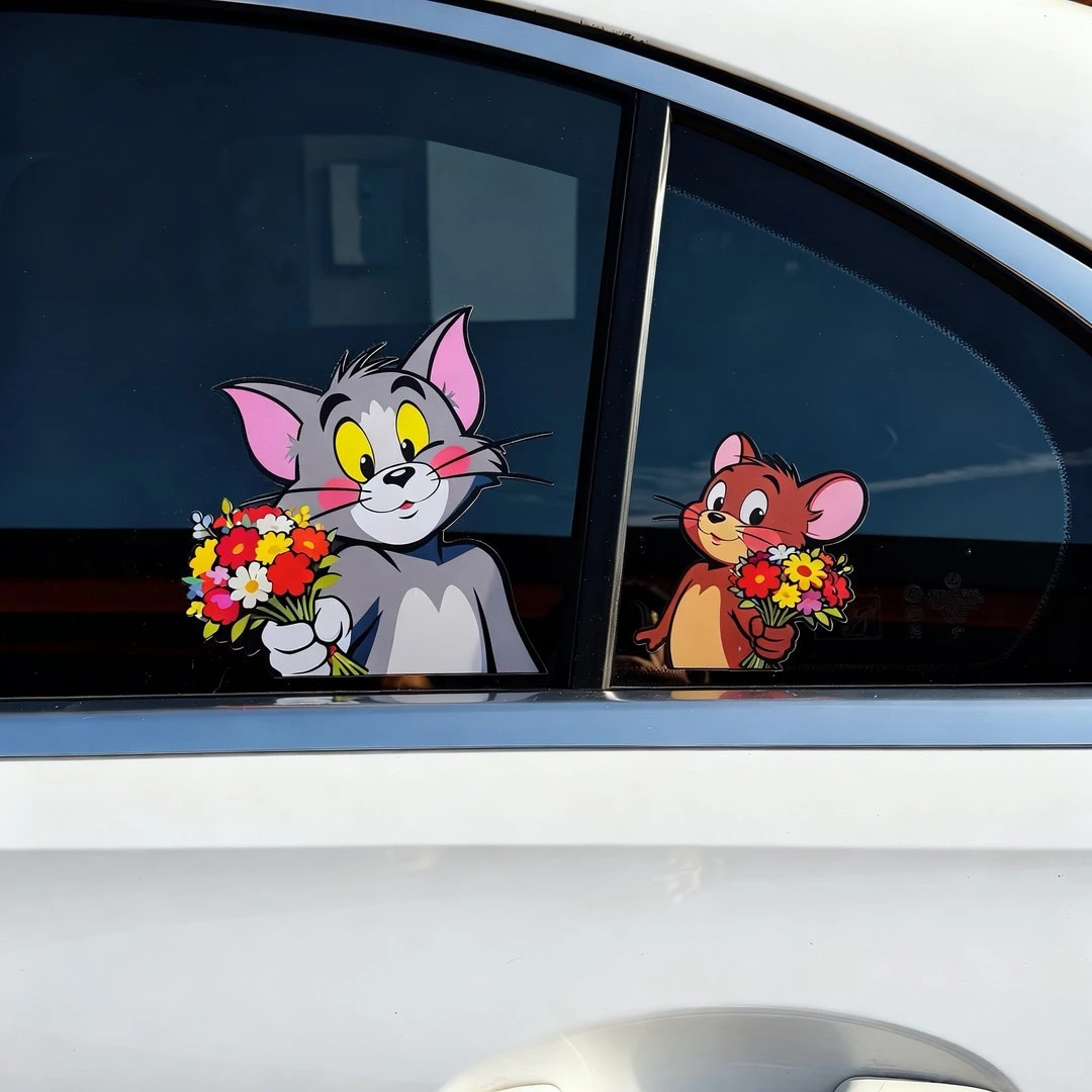 猫和老鼠车贴汽车车身车窗玻璃装饰贴纸卡通可爱摩托车电瓶车贴纸