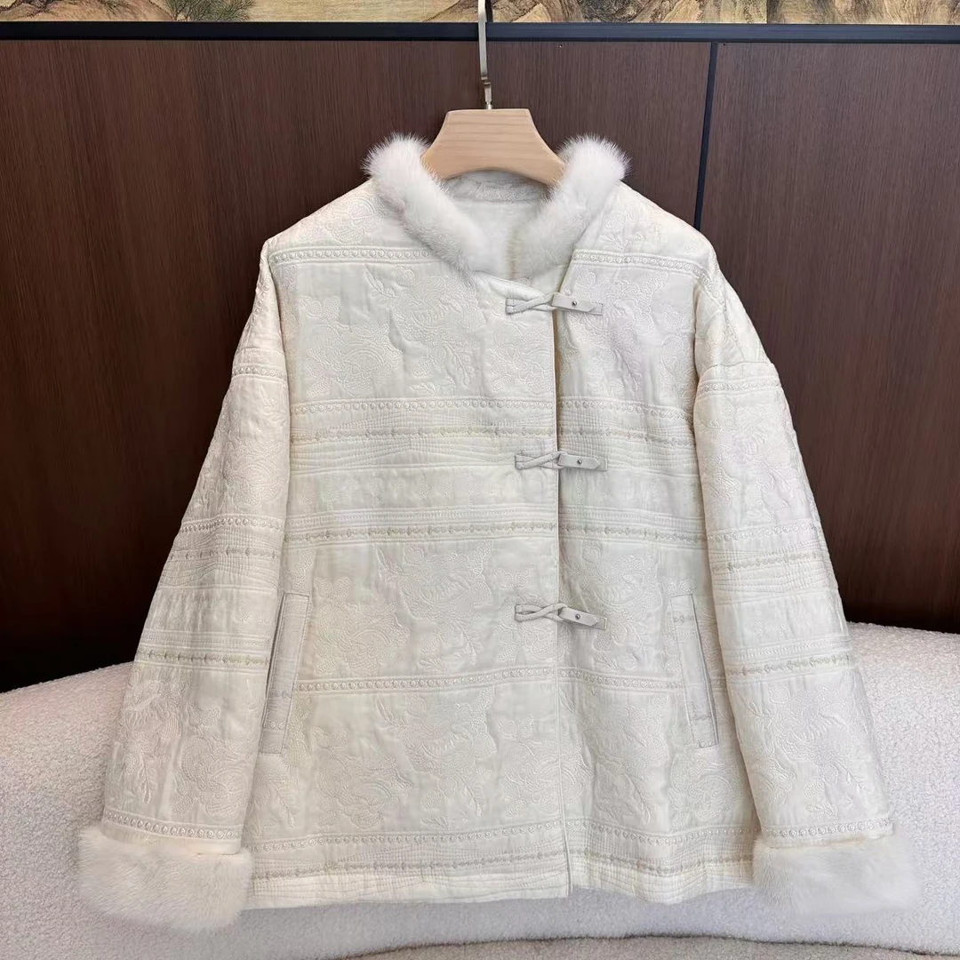 山.尔【临清】新中式国风重工水貂丝绒鹅绒服