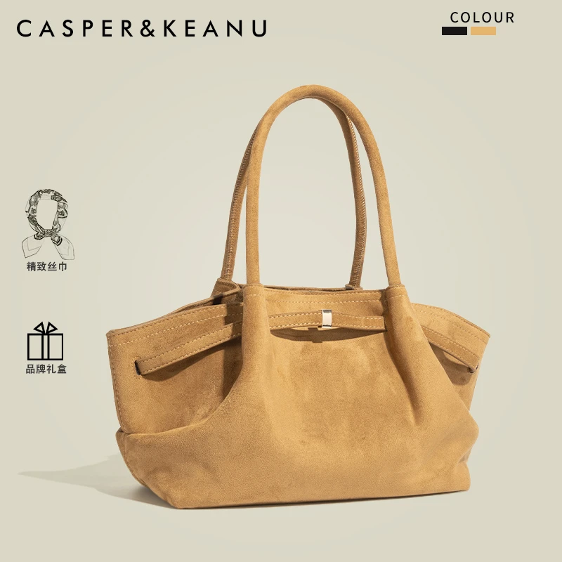 CASPER&KEANU官方正品秋冬复古磨砂皮托特包时尚新款大容量单肩包