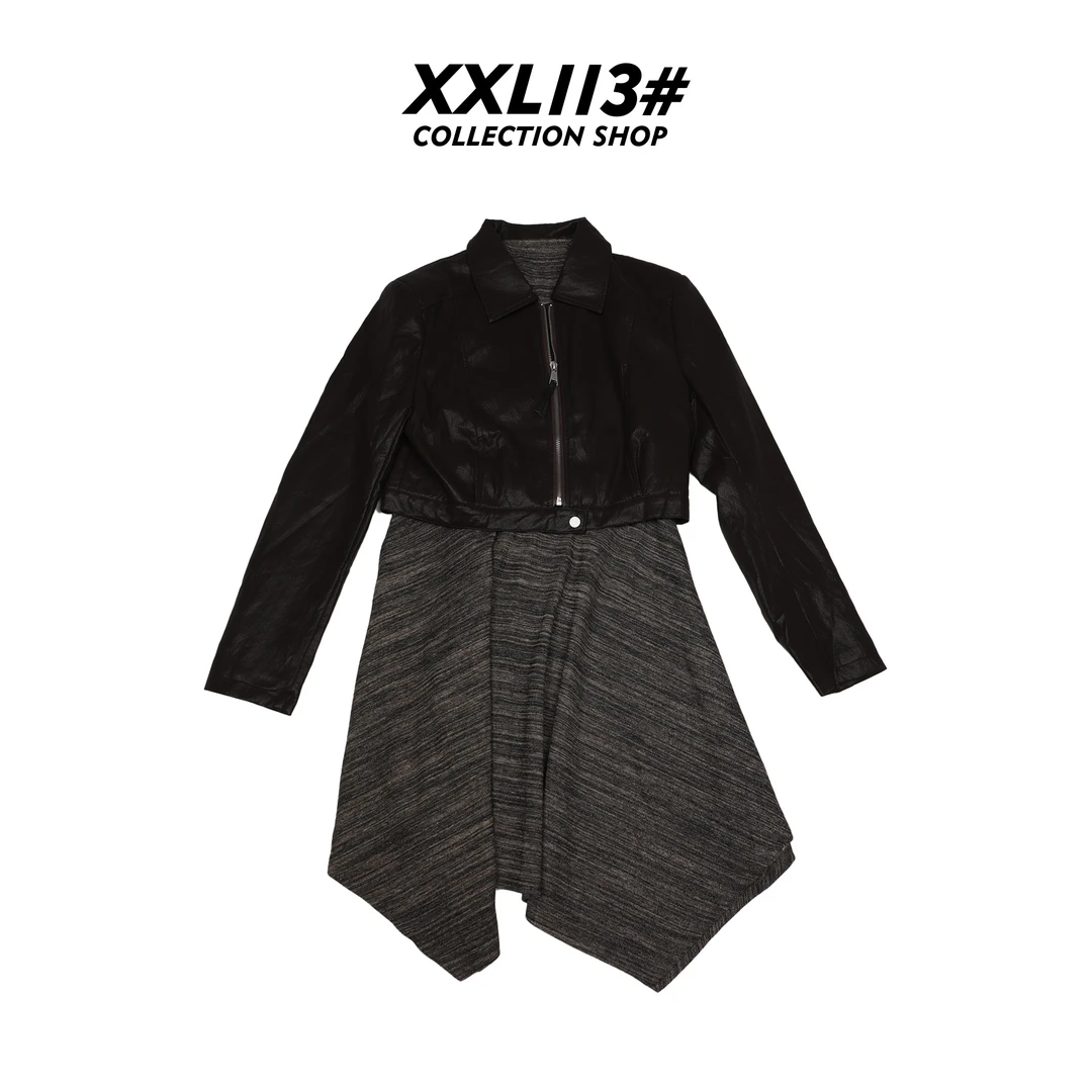 113* CENTRALIZED SHOP翻领短裙V领拼接秋季显瘦套装X5F08I7096