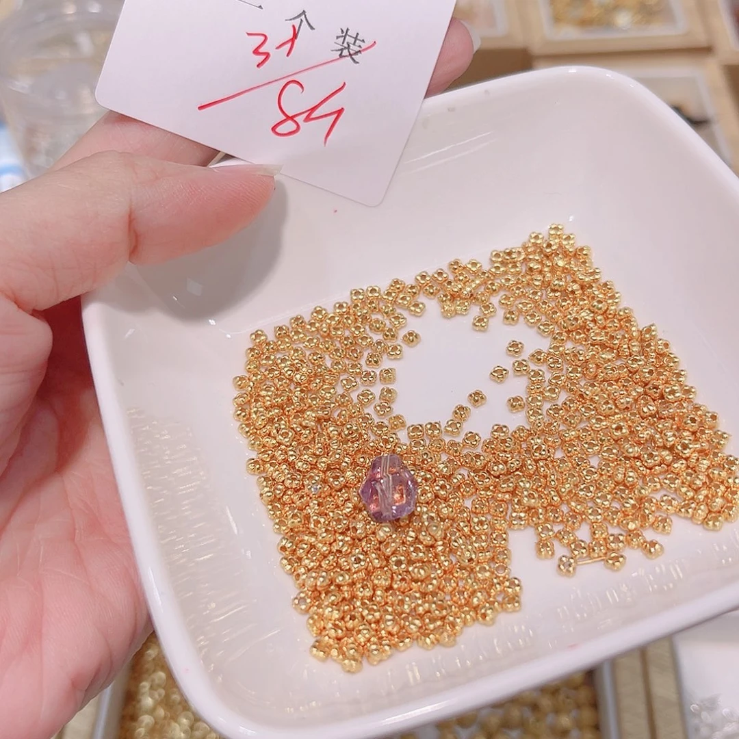 水晶珠宝半成品银S925镀金镶嵌57 。