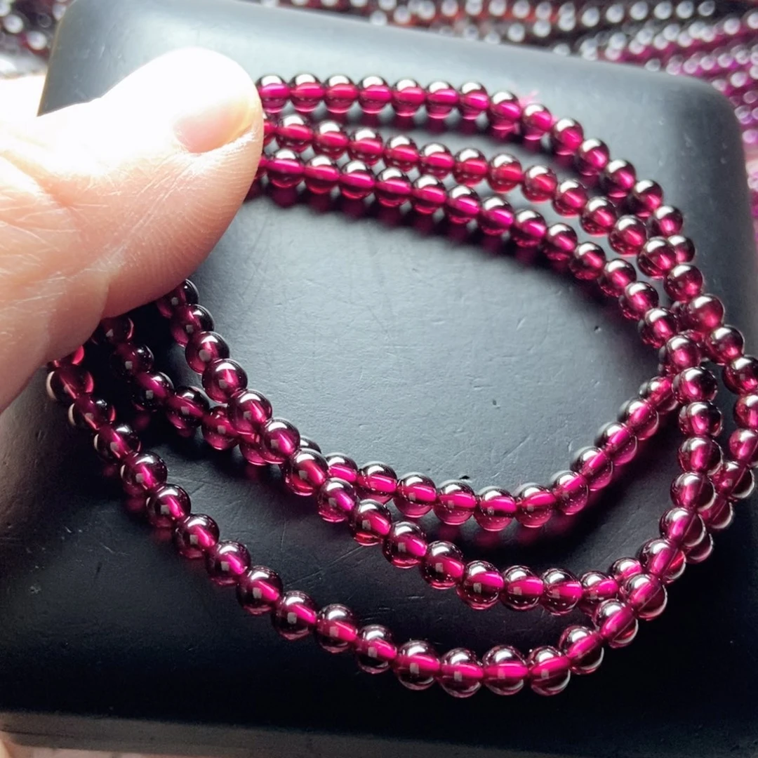 石榴石手链未镶嵌4.3酒红色